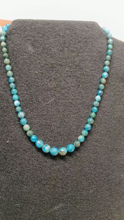 Jay King Mine Finds Sterling Silver Faceted Blue Apatite Graduated Bead Necklace 18-20"