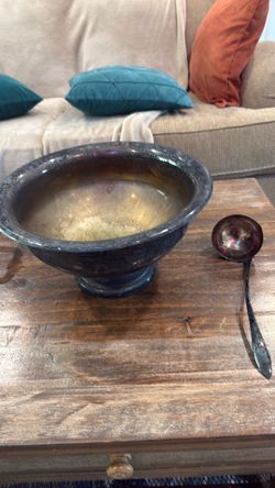Silver punch bowl and ladle