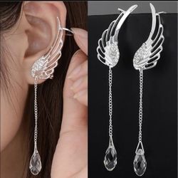 Beautiful Angel Wing, Crystal Earring Cuffs
