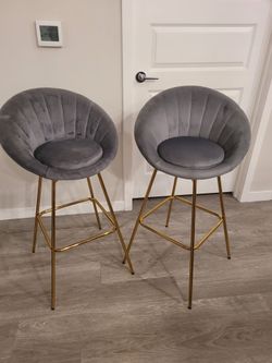 Grey and Gold Boucle barstools
