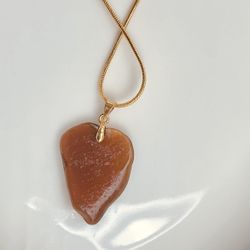 Caramel Colored Sea Glass Necklace 
