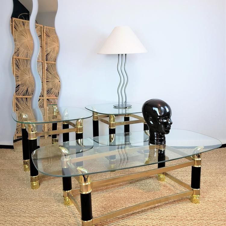 glass coffee table three-piece set,$80/3pc