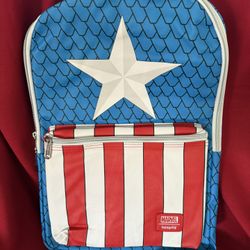 Loungefly Marvel Captain America Full Size Backpack With Marvel Pin NEW
