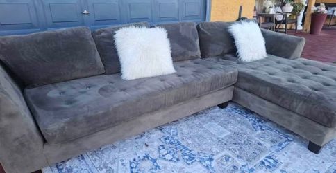 ✨Charcoal Green Gray Sectional Sofa – Soft Cotton‑Velvet Fabric✨