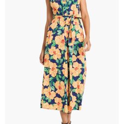 Floral Sleeveless Cotton Blend Shirtdress Maggy London