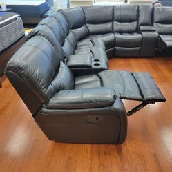 Spring Blowout Sale. Madrid Gray Leather Reclining Sectional Only $1399. Easy Finance Option. Same-Day Delivery.
