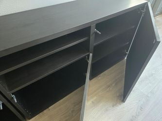 Dark Brown Wood Sideboard Cabinet with Shelves