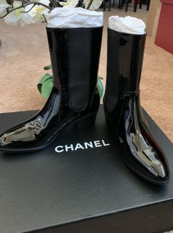 New Chanel Black High Patent Boots