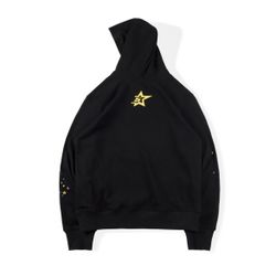 prnk! Black Pullover Hoodie Cotton Fleece Graphic Print Hooded Men's