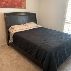 Queen Bed Frame And Queen Mattress W/ Box Spring