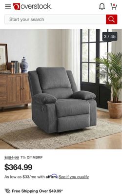 Corduroy Manual Recliner Chair with Footrest - Corduroy - Dark Grey
