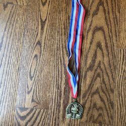 Olympic Torch, Gold Tone Medal And Ribbon