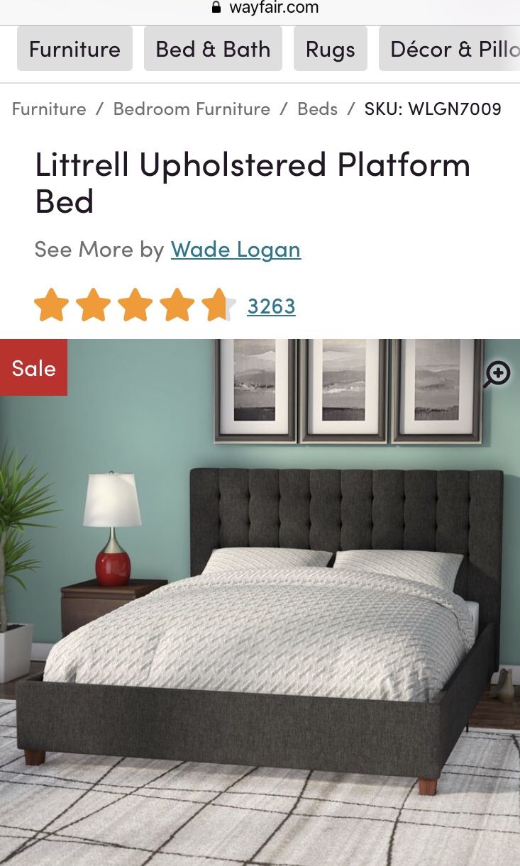 Littrell Upholstered Platform Bed Frame Full size with free box spring