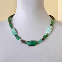 NEW JAY KING Mine Finds DTR Multicolor Green Chrysoprase Gemstone Necklace 19-23”