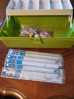 Vintage tackle box snailed hooks bobbers