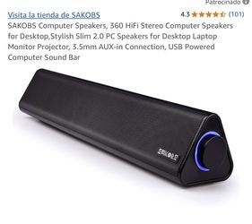 SAKOBS Computer Speakers, 360 HiFi Stereo Computer Speakers for Desktop,Stylish Slim 2.0 PC Speakers for Desktop Laptop Monitor Projector, 3.5mm AUX-i