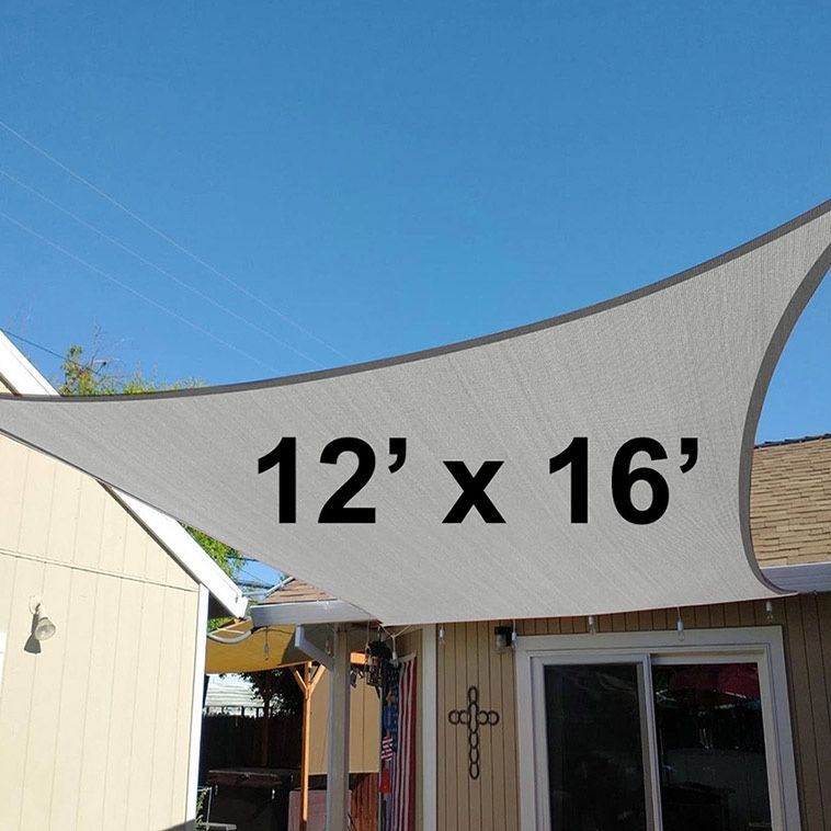(New) $30 Large Rectangle 12x16 FT Sun Shade Sail Outdoor Cover with Rope