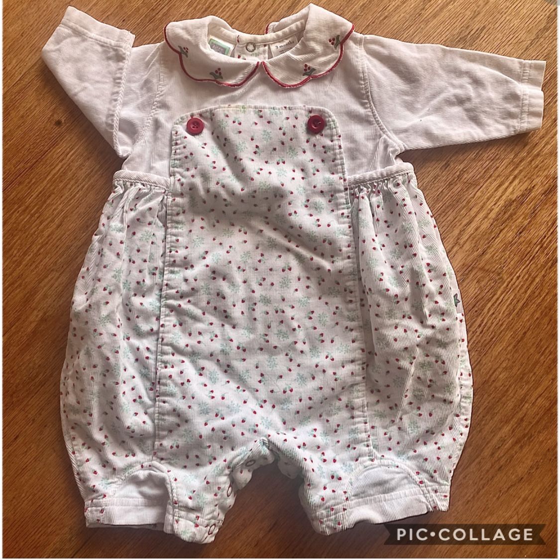 3M Baby Girl Little Me One Piece Suit Christmas Red White, Green diaper snaps, bubble shape, Soft Finewale Corduroy