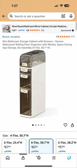 Slim Bathroom Storage Cabinet with Drawers