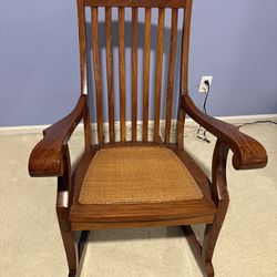 Vintage Hardwood Wicker Rocking Chair