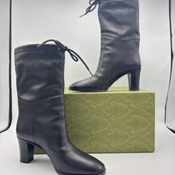 Gucci Shearling Effect Cloud Leather Fold Over Boots