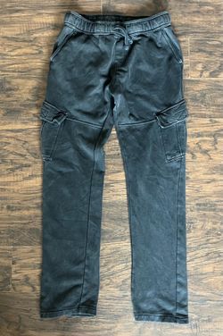 Black washed cargo sweatpants