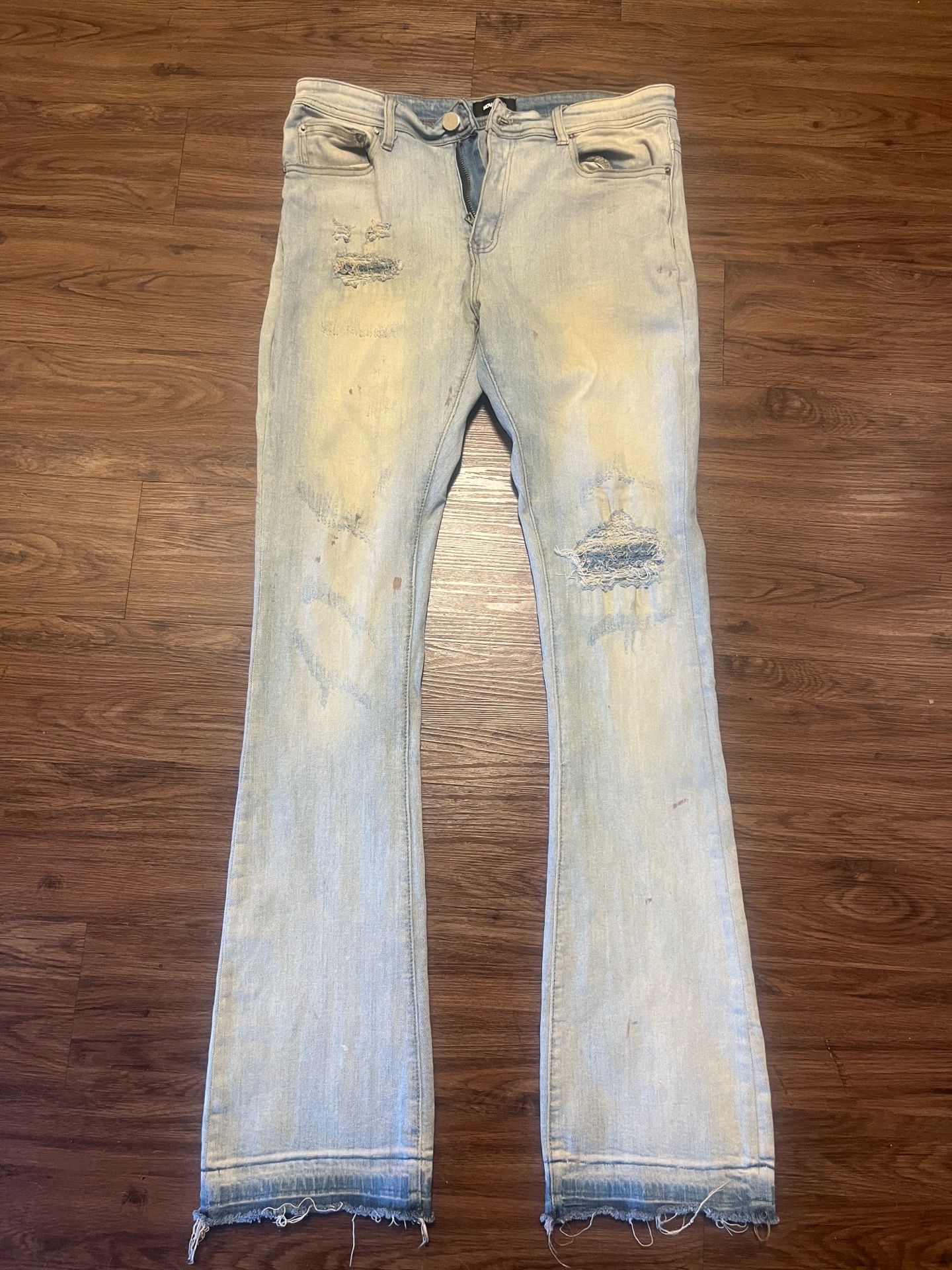 denim stacked jeans