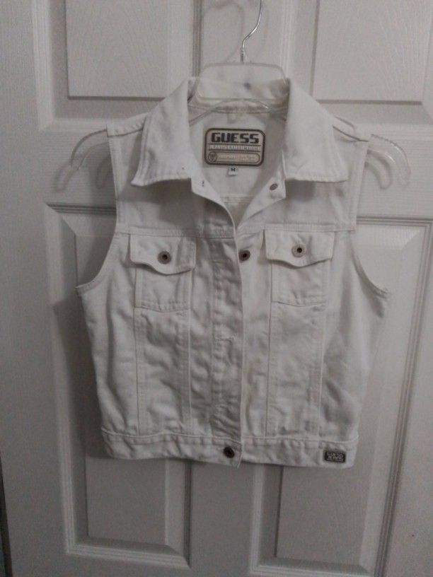 Guess White Denim Vest