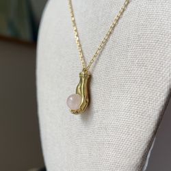 Rose Quartz Crystal Ball Necklace ( firm on price ) 