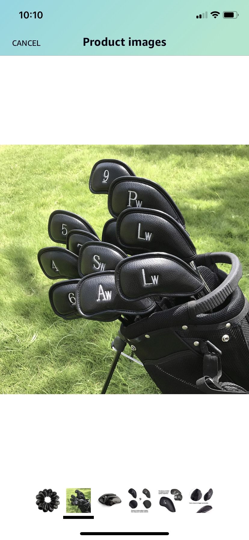 Set of 12 Golf Club Head Covers Black Leather