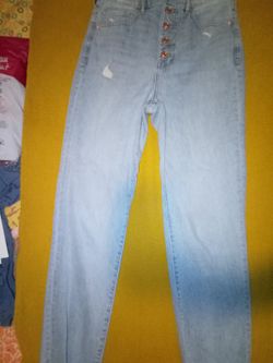 Beautiful Express Women's Button Fly Slim Ankle Super High Rise Jeans Size 2 R