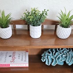 Trio Of Small Artificial Succulent Plants In Ceramic Pots