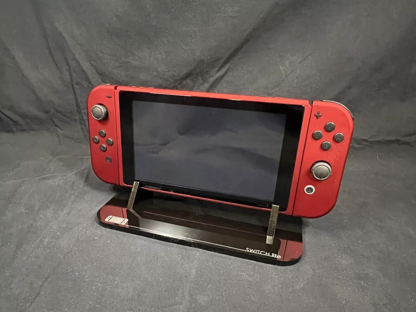 Custom Nintendo Switch Bundle Scarlet Red With Black Accents Plus Extras
