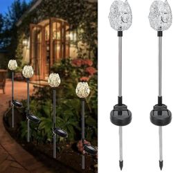 Solar Garden Light,Energy Saving Corrosion-Resistant Waterproof Lawn Lamp 2Pcs Warm Light for Garden