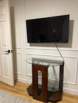 Glass and Wood Media Console/TV Stand