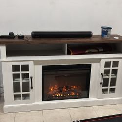 TV Media Stand With Fireplace 58 33 16