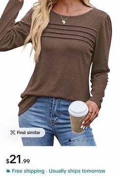 Women's Long Sleeve Top with Pleated Detail