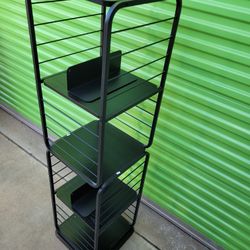 VASAGLE 4-Tier Rotating Bookshelf, Bookcase with Bookends for Small Spaces, Corner Shelf, Steel Frame, Ebony Black and Ink Black ULLS127B56