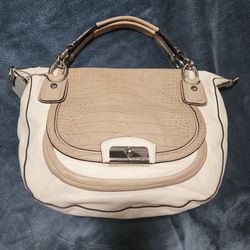 Coach Leather Handbag with Croc-Embossed Flap
