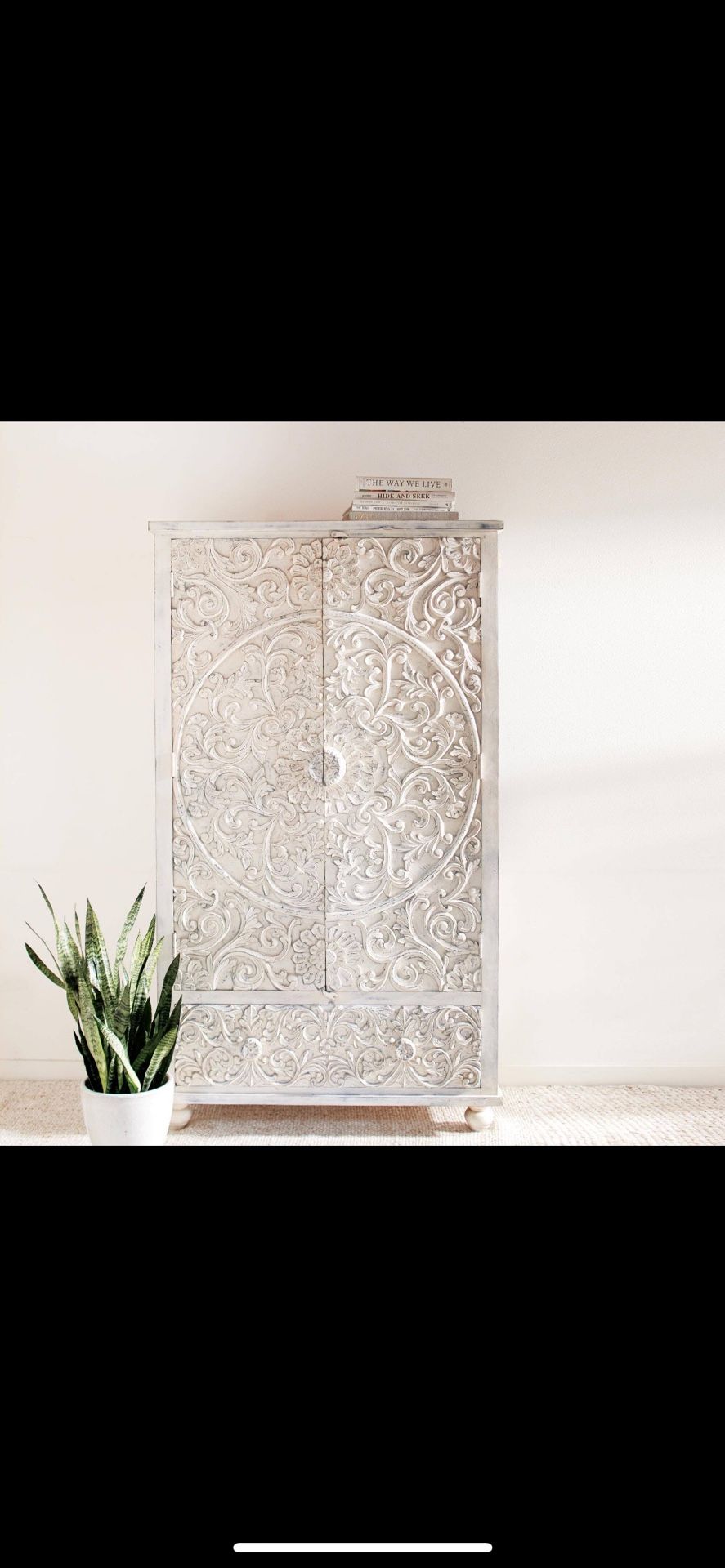 World Market Wooden White Armoire