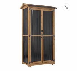 Outdoor Storage Cabinet with Shelves, Waterproof Roof-GF37
