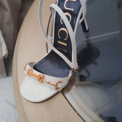 Gucci White Leather Sandal