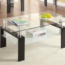 Rectangular Glass Top Coffee Table Black