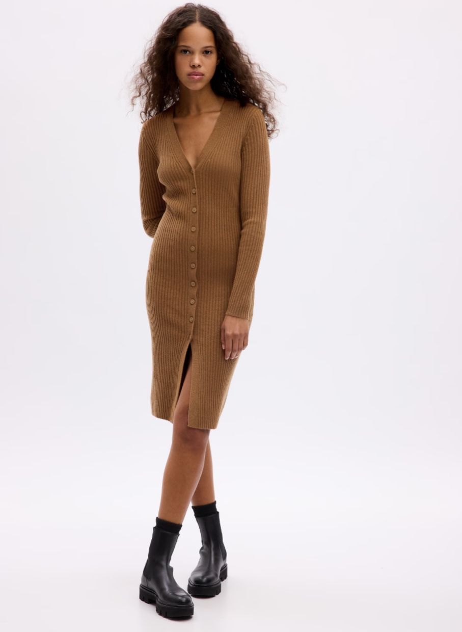 GAP CashSoft Rib Midi Sweater Dress