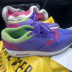 Purple pink lime green air max