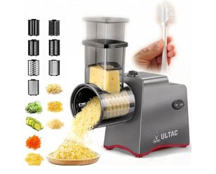 Cheese Grater Electric, Electric Grater 250W for Block Cheese with 7 Different Blades, Electric Cheese Shredder, Electric Salad Maker with Cleaning Br