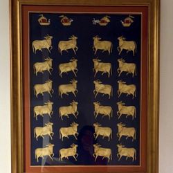 Golden Rhythm: Modern Cow Grid Art