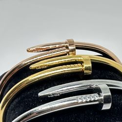 Nail Bracelets Stainless Steel Gold Plated 