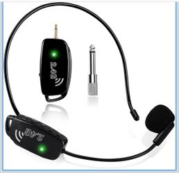 Wireless Microphone Headset MIC Cordless: 2.4G Wireless Head MIC and Handheld Mic 2 in 1-160 FT Range