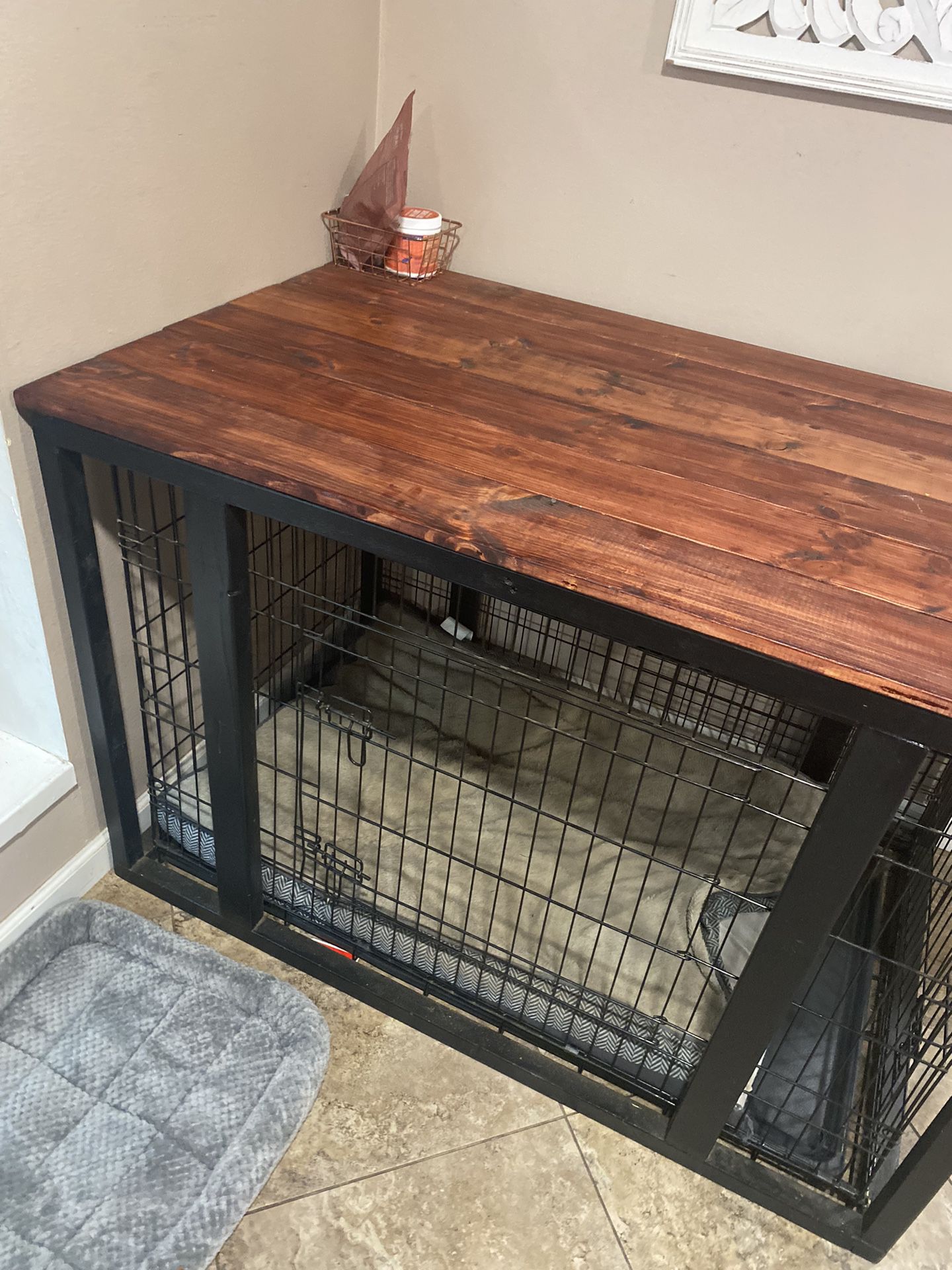 Large Crate And Wood Frame W/ Top Shelf 